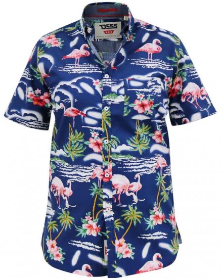 D555 Durham Flamingo Hawaiian Ao Print Shirt - Ризи - мъжки ризи големи размери