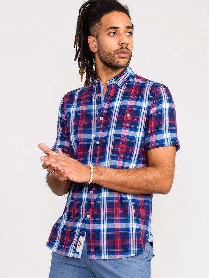 D555 Portland Check Button Down Collar S/S Shirt - Ризи - мъжки ризи големи размери