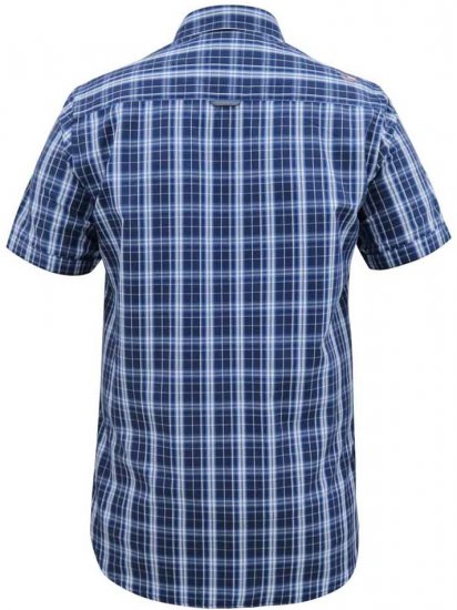 D555 Walcot Check Button Down Collar S/S Shirt Navy - Ризи - мъжки ризи големи размери