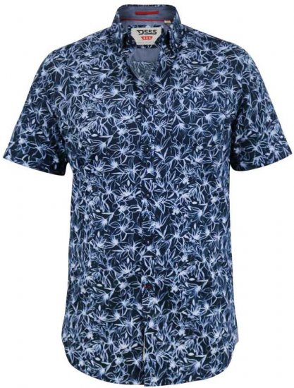 D555 Padbury Floral Ao Printed S/S Shirt Navy - Ризи - мъжки ризи големи размери