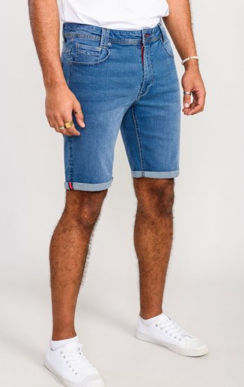 D555 Suffolk Blue Stretch Denim Shorts - Шорти - мъжки къси панталони големи размери
