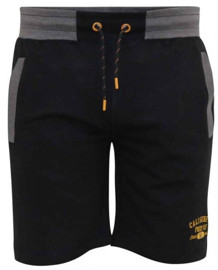 D555 Sutton Elasticated Waist Shorts With Embroidery Black - Спортни панталони & Kъси панталони - мъжки спортни панталони големи размери