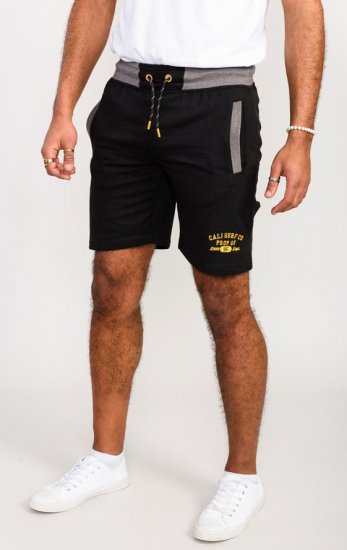 D555 Sutton Elasticated Waist Shorts With Embroidery Black - Спортни панталони & Kъси панталони - мъжки спортни панталони големи размери