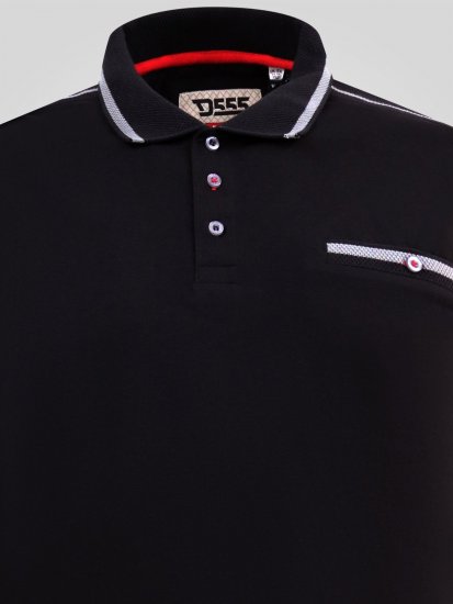 D555 Potts Jersey Polo With Jacquard Collar & Cuffs Черно - Поло тениски - мъжки тениски с яка големи размери