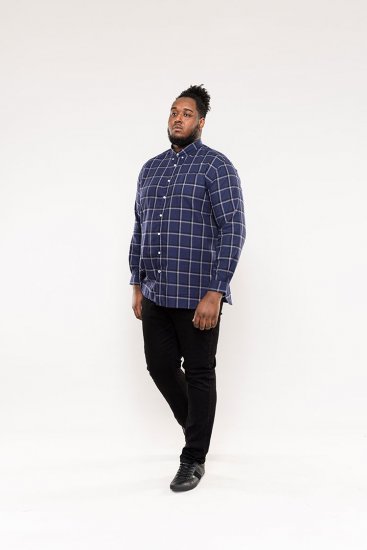 D555 Townsville Check Button Down Collar Shirt Navy - Ризи - мъжки ризи големи размери