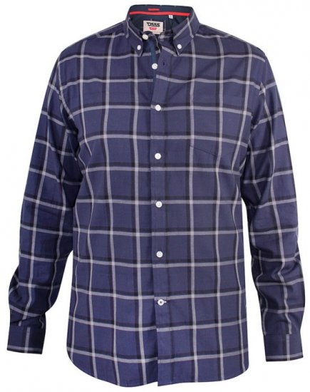 D555 Townsville Check Button Down Collar Shirt Navy - Ризи - мъжки ризи големи размери