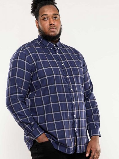 D555 Townsville Check Button Down Collar Shirt Navy - Ризи - мъжки ризи големи размери