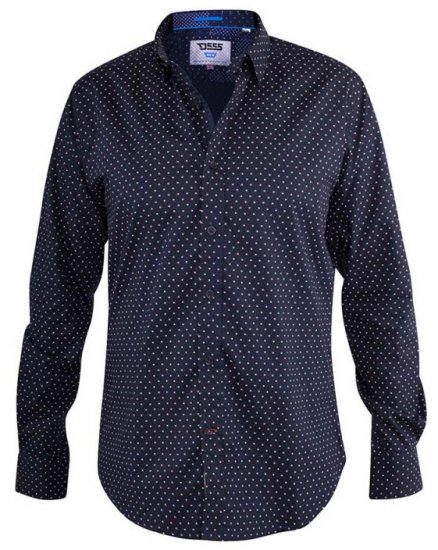 D555 Adelaide Long Sleeve Printed Shirt Navy - Ризи - мъжки ризи големи размери