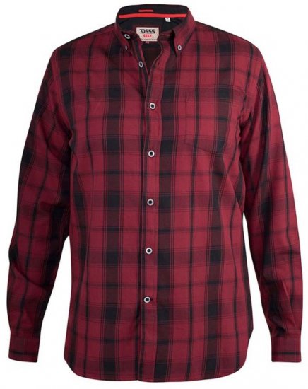 D555 Benalla Check Long Sleeve Button Down Shirt - Ризи - мъжки ризи големи размери