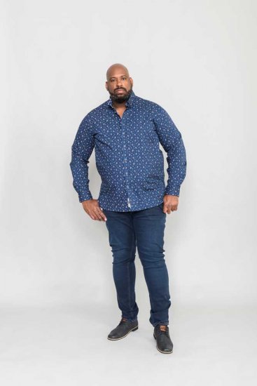 D555 Edmund AOP Shirt Navy - Ризи - мъжки ризи големи размери