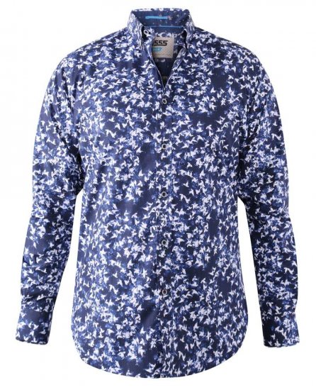 D555 Harrow AOP Shirt Blue - Ризи - мъжки ризи големи размери