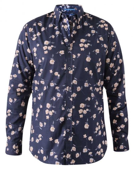 D555 Rooksey Floral Print Shirt Navy - Ризи - мъжки ризи големи размери