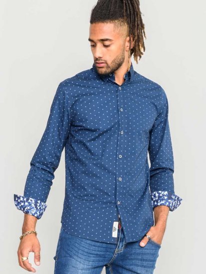 D555 Chilton LS Shirt Navy - Ризи - мъжки ризи големи размери