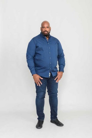 D555 Chilton LS Shirt Navy - Ризи - мъжки ризи големи размери
