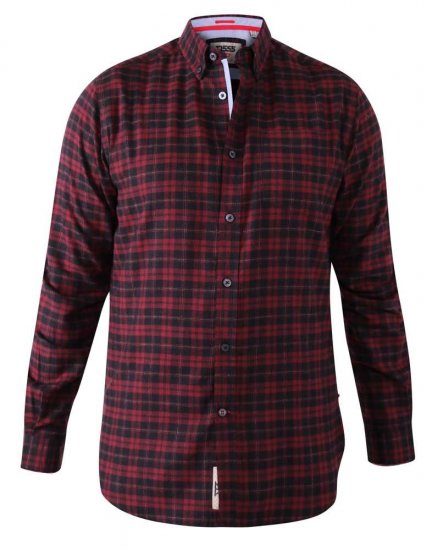 D555 Holton Dark Red Checked Flannel Shirt - Ризи - мъжки ризи големи размери