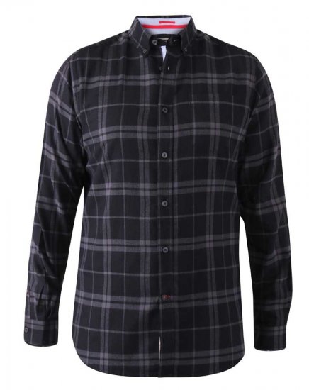 D555 Harwich Flannel Check Shirt Black - Ризи - мъжки ризи големи размери