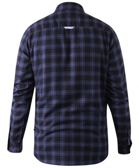 D555 Dovercourt Flannel Check Shirt Blue and Black - Ризи - мъжки ризи големи размери