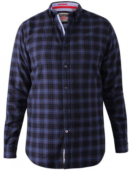 D555 Dovercourt Flannel Check Shirt Blue and Black - Ризи - мъжки ризи големи размери