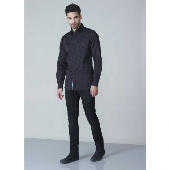 D555 Jahine Long Sleeve Printed Shirt Black - Ризи - мъжки ризи големи размери