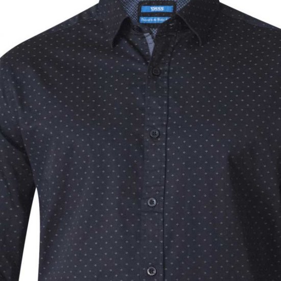 D555 Jahine Long Sleeve Printed Shirt Black - Ризи - мъжки ризи големи размери