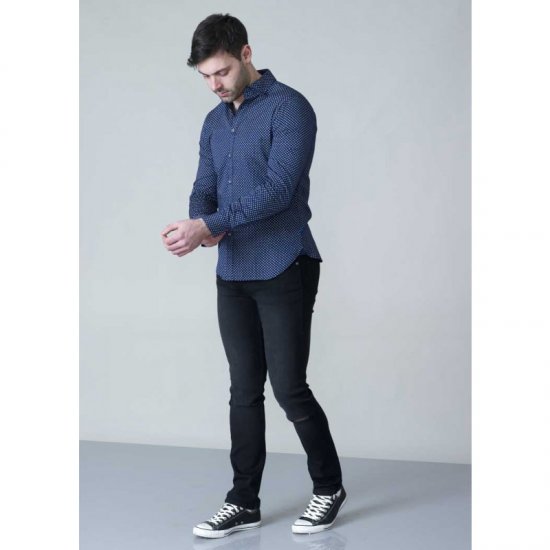 D555 Lavar Long Sleeve Diamond Printed Shirt - Ризи - мъжки ризи големи размери