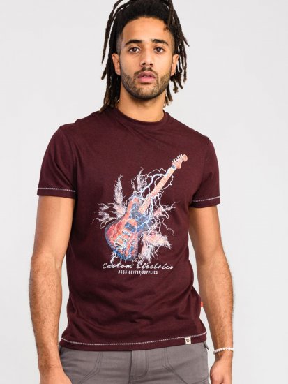 D555 Redbourn Lightning Bolt Guitar Printed T-Shirt - Тениски - мъжки тениски големи размери