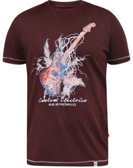 D555 Redbourn Lightning Bolt Guitar Printed T-Shirt - Тениски - мъжки тениски големи размери