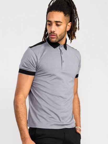 D555 Prinstead Pique Polo Shirt Grey - Поло тениски - мъжки тениски с яка големи размери