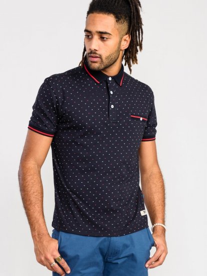 D555 Ashwell Ao Printed Polo Shirt Dark Navy - Поло тениски - мъжки тениски с яка големи размери