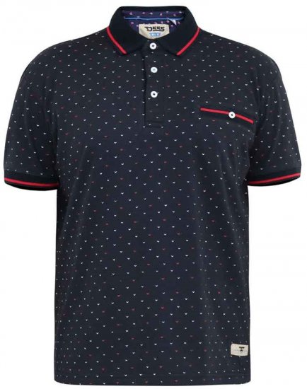 D555 Ashwell Ao Printed Polo Shirt Dark Navy - Поло тениски - мъжки тениски с яка големи размери