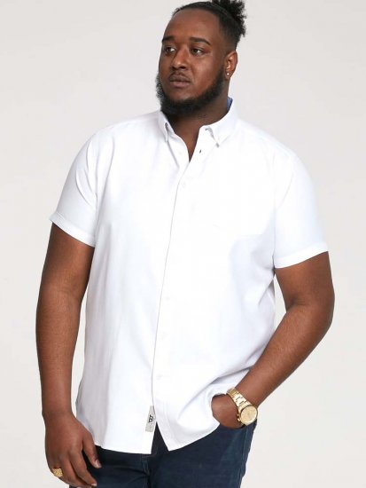 D555 James Short Sleeve Oxford Shirt White - Ризи - мъжки ризи големи размери