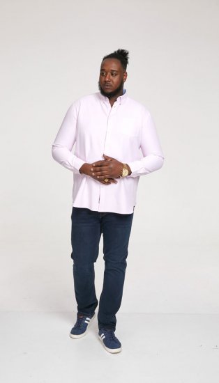 D555 Richard Long Sleeve Oxford Shirt Pink - Ризи - мъжки ризи големи размери