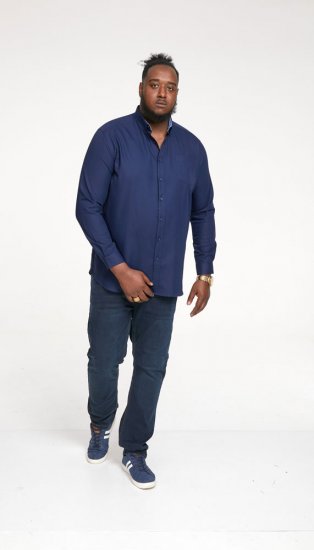 D555 Richard Long Sleeve Oxford Shirt Navy - Ризи - мъжки ризи големи размери