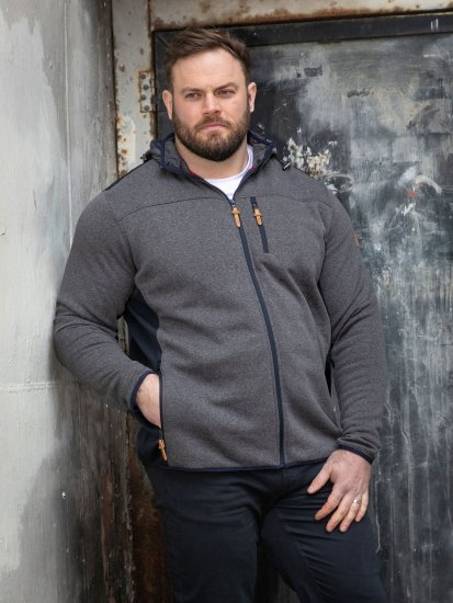 D555 Conrad Detachable Hood Bonded Fleece Zip Through Hoody Нейви - Суичъри & cуичъри с качулка - мъжки суичъри големи размери