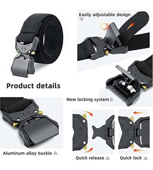 D555 Dale Tactical Stretch Webbing Belt with Heavy Duty Quick Release Buckle Black - Колани - мъжки колани големи размери