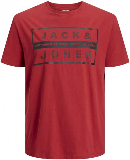 Jack & Jones JJSTORM TEE Red - Тениски - мъжки тениски големи размери