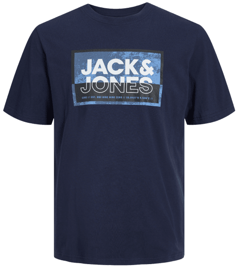 Jack & Jones JCOLOGAN T-Shirt Navy Blazer - Тениски - мъжки тениски големи размери