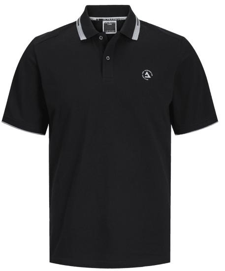 Jack & Jones JCOHASS LOGO Polo Black - Поло тениски - мъжки тениски с яка големи размери