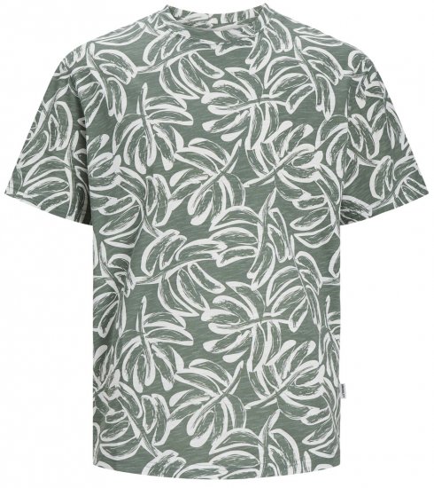 Jack & Jones JORLAFAYETTE AOP T-Shirt Laurel Wreath - Тениски - мъжки тениски големи размери