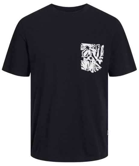 Jack & Jones JORLAFAYETTE POCKET T-Shirt Black - Тениски - мъжки тениски големи размери
