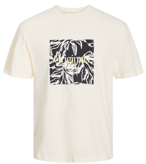 Jack & Jones JORLAFAYETTE BRANDING T-Shirt Buttercream - Тениски - мъжки тениски големи размери