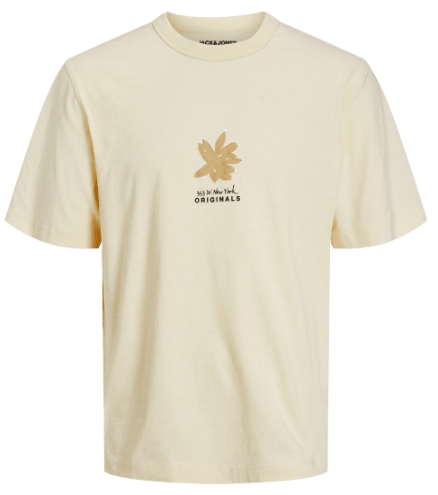 Jack & Jones JOREASTER ACTIVITY T-Shirt Buttercream - Тениски - мъжки тениски големи размери