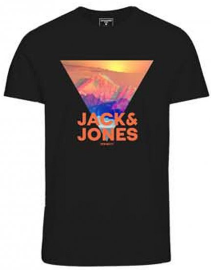 Jack & Jones JCOLOGO PRINT T-Shirt Black - Тениски - мъжки тениски големи размери