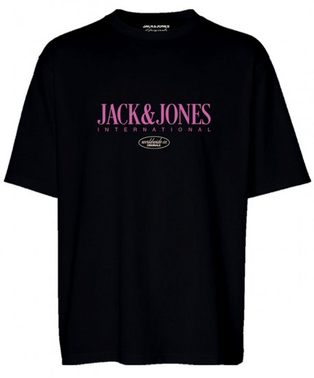 Jack & Jones JORLUCCA T-Shirt Black - Тениски - мъжки тениски големи размери