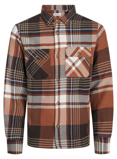 Jack & Jones Darren Flannel Overshirt кафяво - Ризи - мъжки ризи големи размери