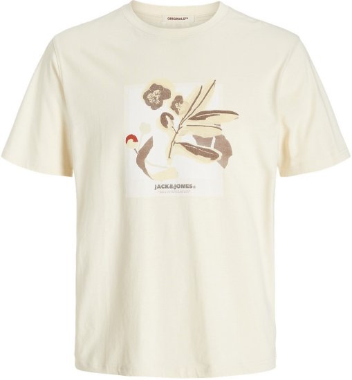 Jack & Jones Almeria Front Print Crew Neck T-Shirt Antique White - Тениски - мъжки тениски големи размери