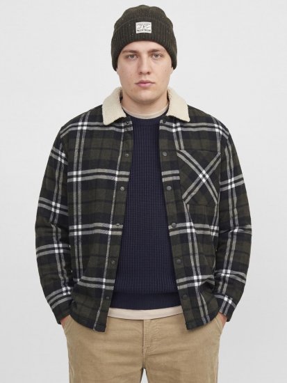 Jack & Jones Zac Teddy Риза-яке Зелено - Якета - мъжки якета големи размери