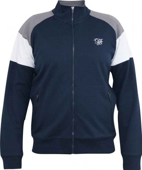 D555 JEFFREY Couture Zip Through Sweatshirt Navy - Суичъри & cуичъри с качулка - мъжки суичъри големи размери