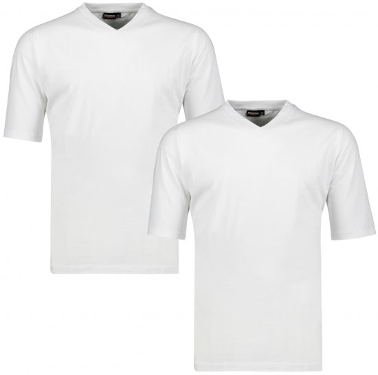 Adamo Maverick Comfort fit 2-pack V-neck T-shirt White - Тениски - мъжки тениски големи размери
