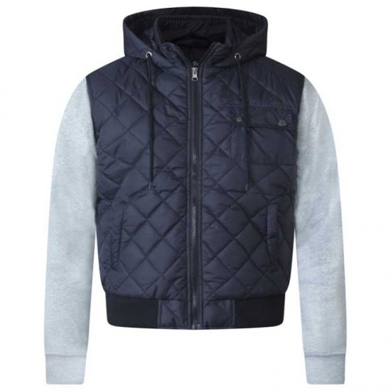 D555 Willie Hooded Quilted Jacket with Fleece sleeves - Якета - мъжки якета големи размери